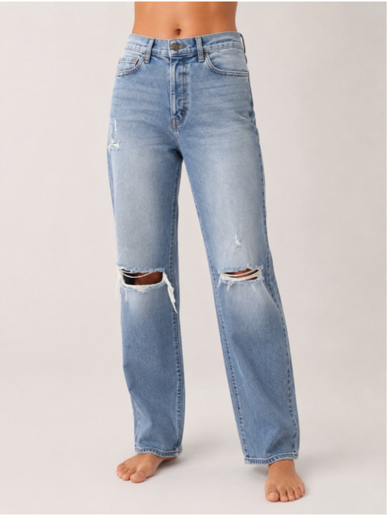 Windsor Denim - Windsor Super High Rise Dad Jeans Sz 13 (15.75”W) Light Wash Distressed EUC